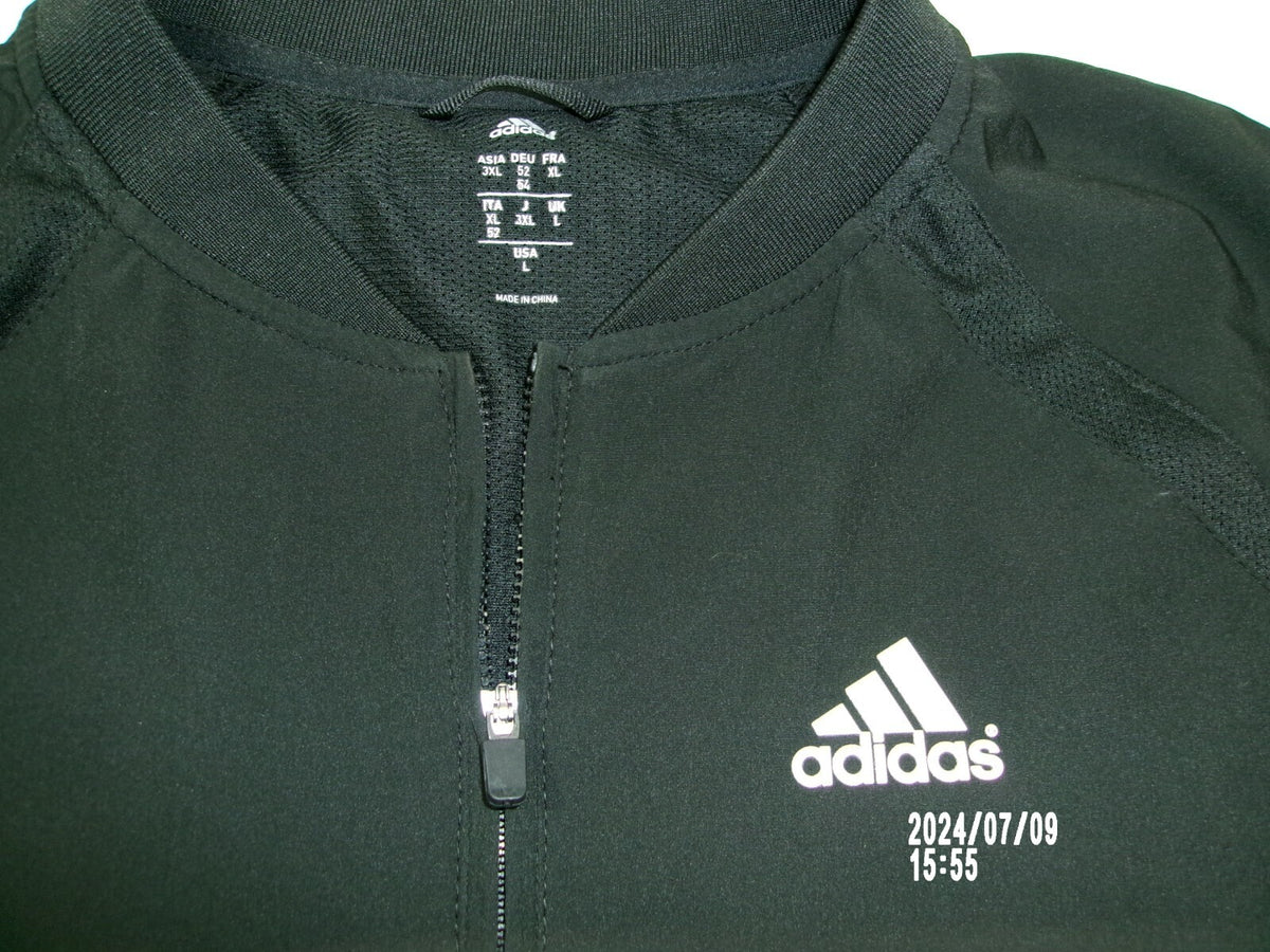 Adidas Mens Size L Large Activewear Sports Shirt Partial Front Zip  Black White