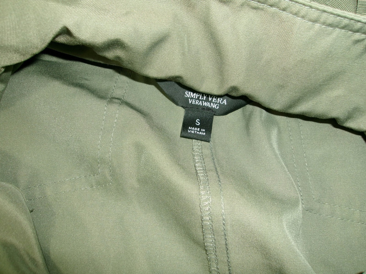 Simply Vera Womens Olive Green Hooded  Utility Military Jacket Size S Small