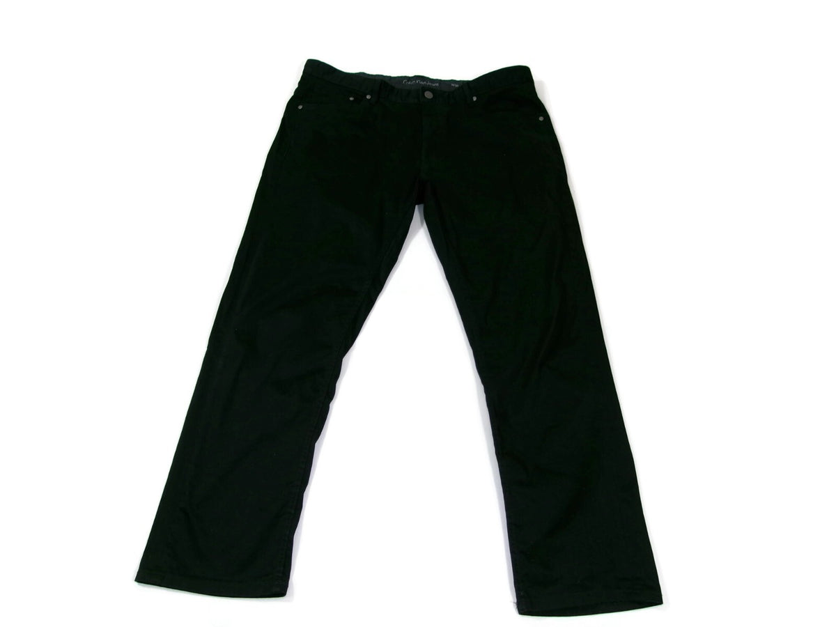 CALVIN KLEIN Mens Black Chinos Casual Pants Slim Straight Size 38 X 30