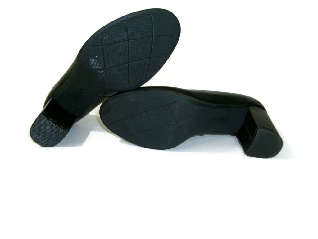 Clarks Collection Womens Black Leather Shoes Size 8.5 M Slip On High Heel Pumps