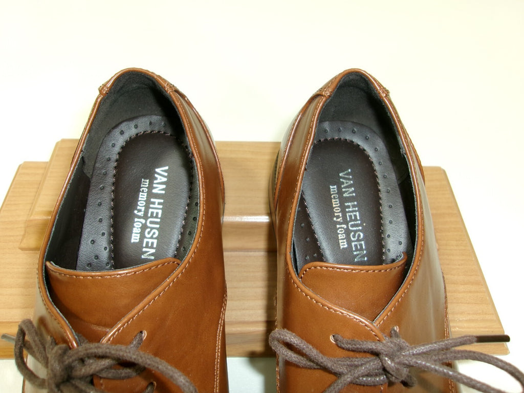 Mens Van Heusen Memory Foam Garrett Cognac Tan Oxford Dress Shoes Size 8.5 M