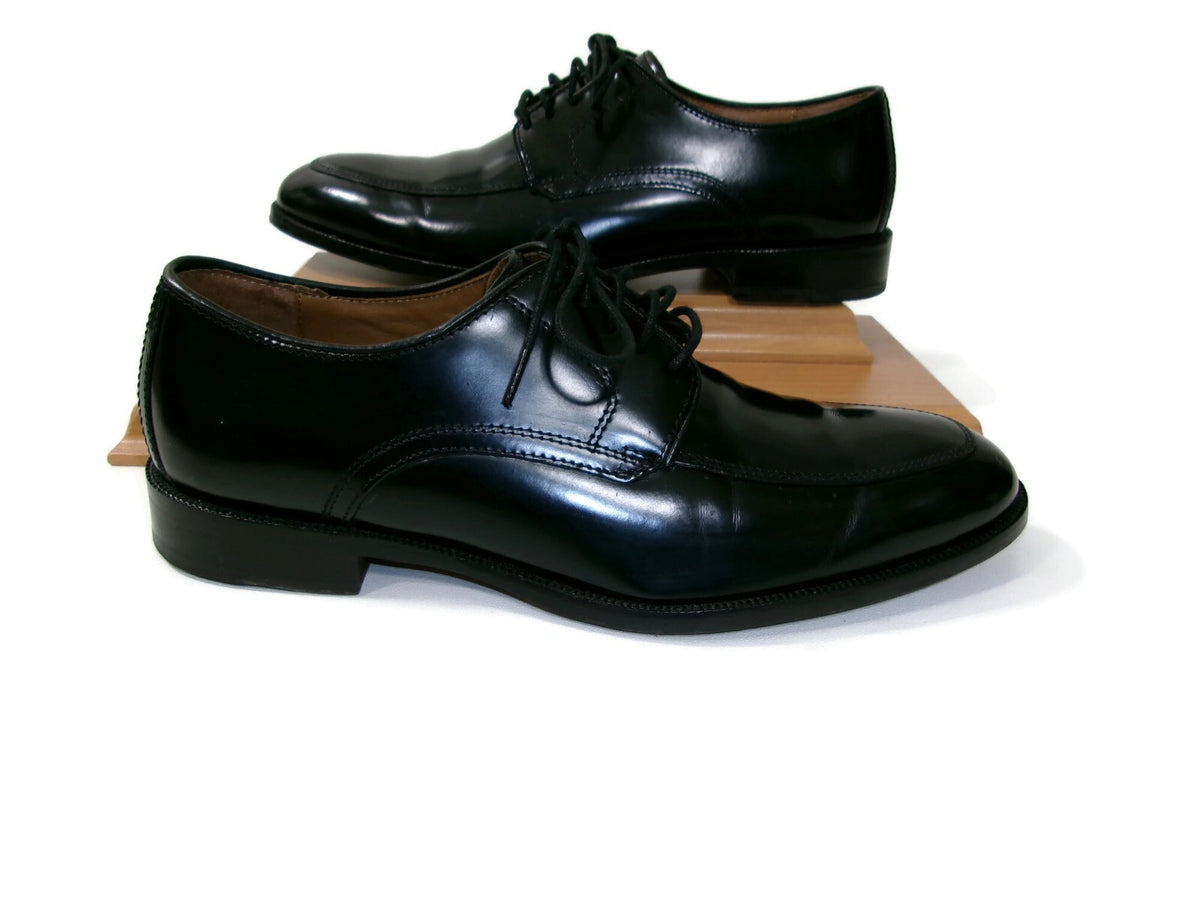 Johnston & Murphy Mens Black Shoes Size 8 D Bradford Moc Toe Oxford Sheepskin