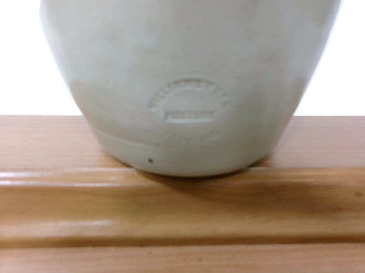 Vintage Williamsburg Pottery  Stoneware Pitcher 7 " With Cobalt Blue Floral