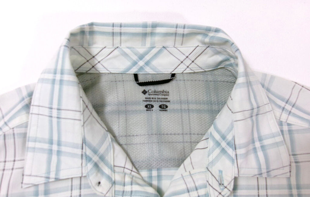 COLUMBIA Mens Sports Casual Shirt Size XL Short Sleeves Hidden Zip Front Pocket