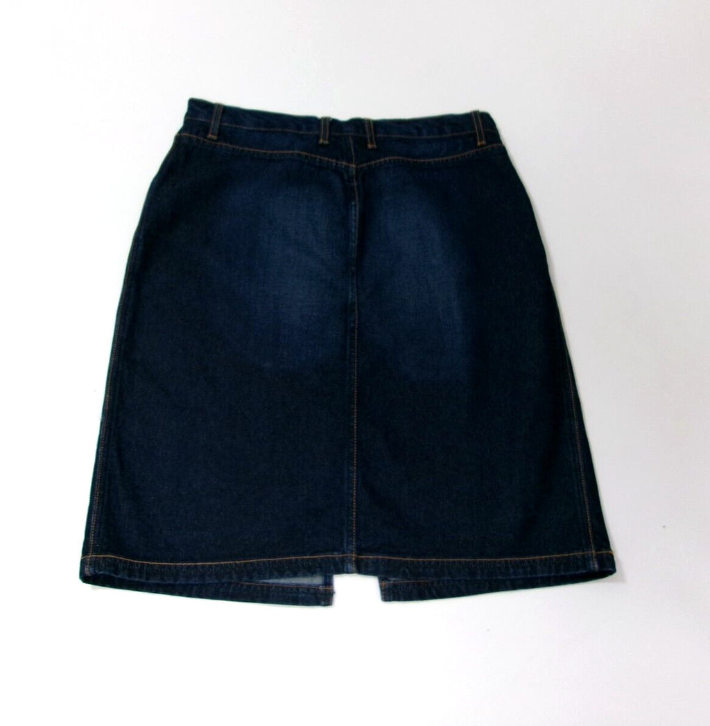 Womens Teen Girls Cute EXPRESS Distressed Dark Denim Jean Skirt Size 9 / 10