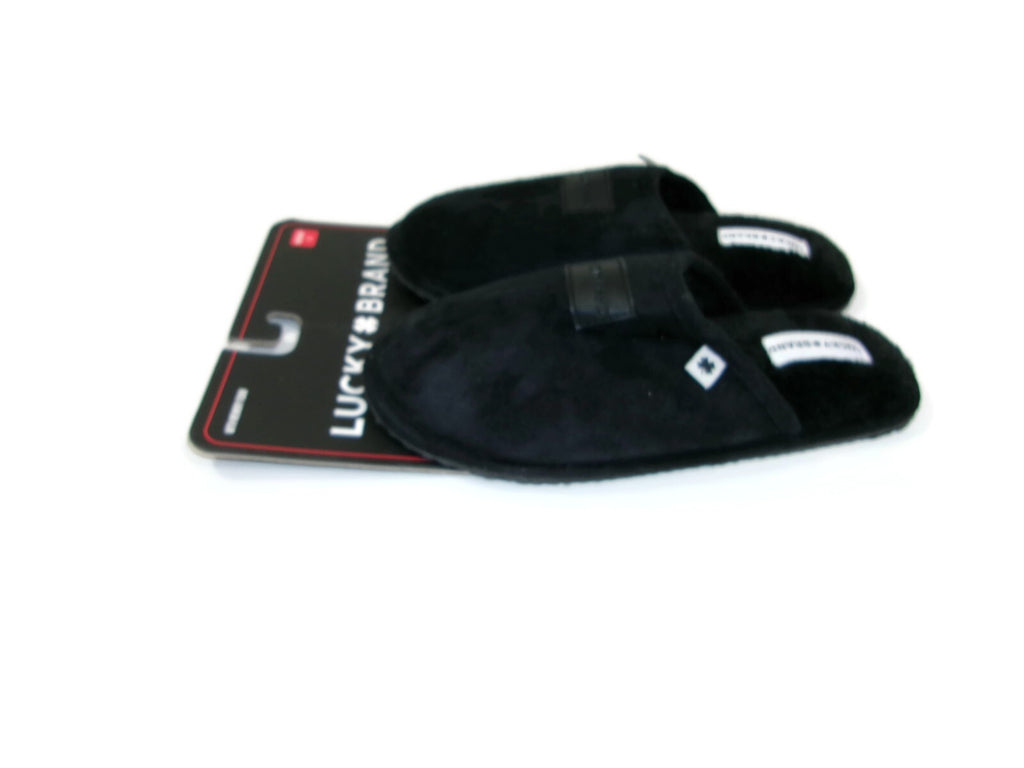 Lucky Brand Boys Mens Black Micro-Suede  Slippers Plush Comfort Lining Size 5 M