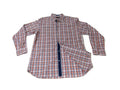Banana Republic Mens Dress Shirt 17-17.5 XL Orange Blue Gray Plaid Long Sleeve