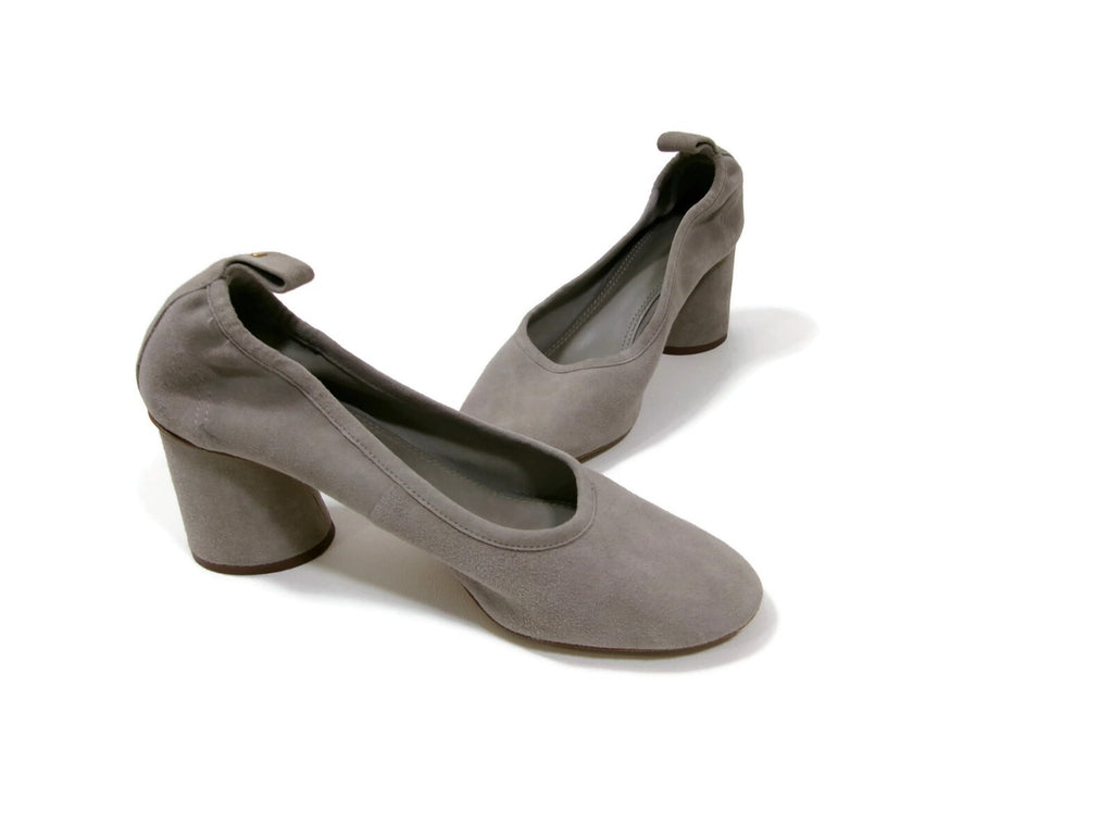 Tory Burch Womens Stylish Taupe Beige Block Heel Slip On Pumps Shoes Size 8.5 M
