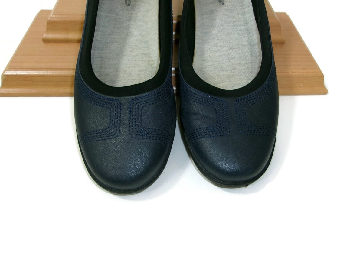 Clarks Womens Comfy Cushion Soft Cloudsteppers Blue Leather Flats  Shoes Size 9