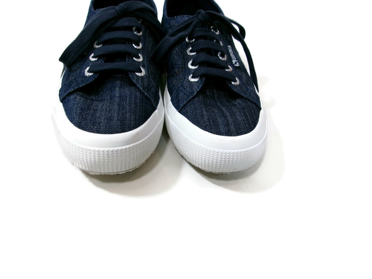 Superga Blue Sparkley Sporty Denim Cute Sneaker Women Shoes Size 6.5 US 37 Euro