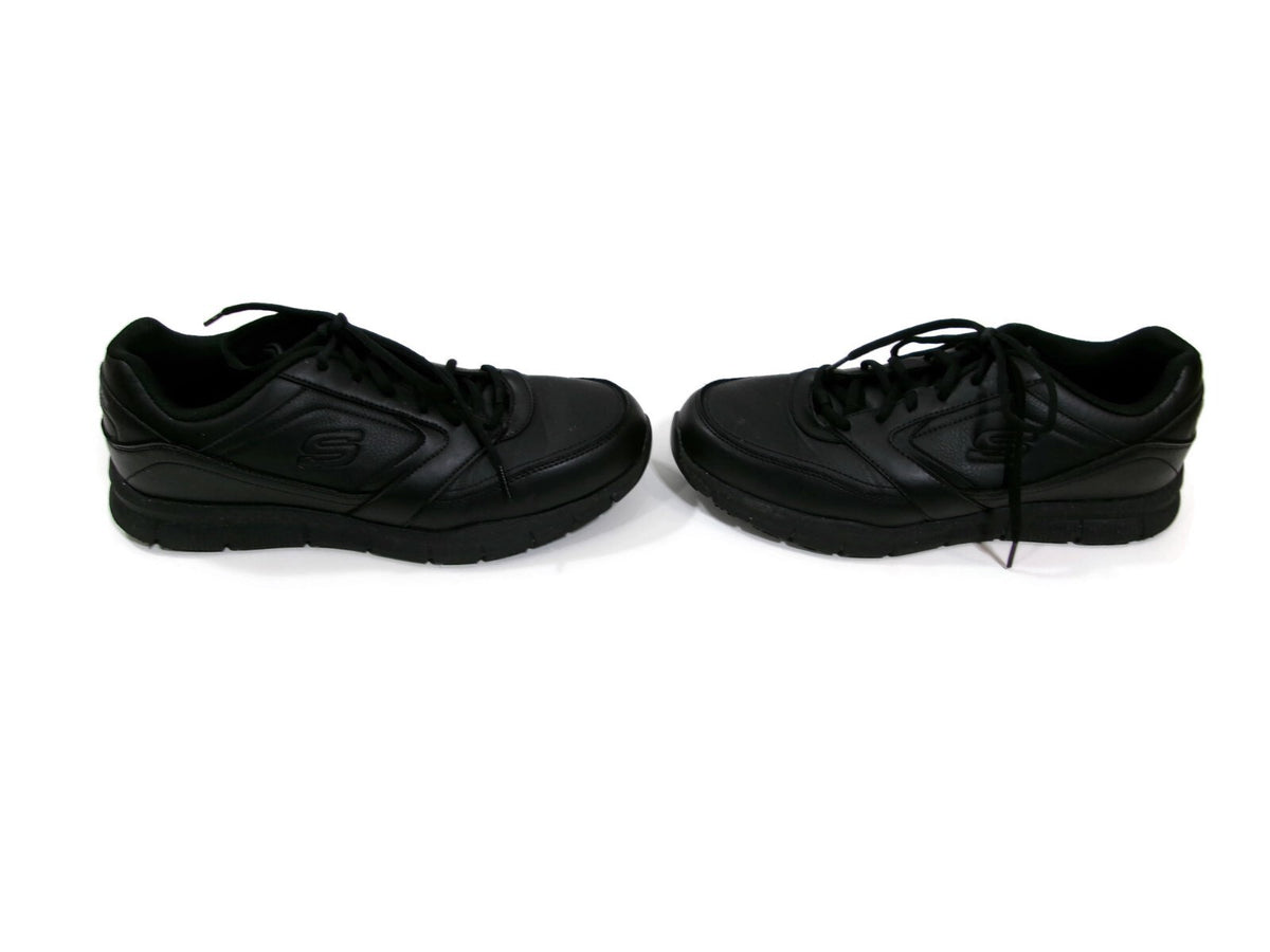 Skechers Mens Work Related Fit Wyola Slip Resistant Black Leather Shoes Size 11