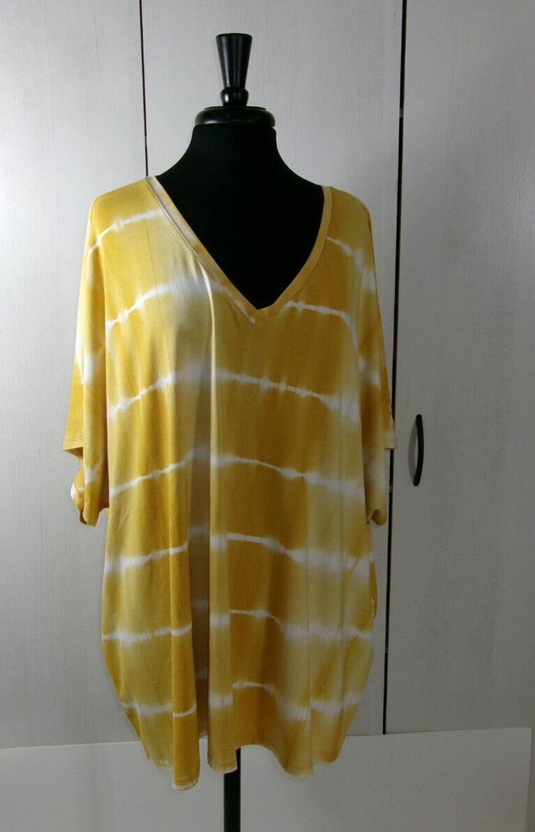 Wonderly Yellow GOLD V neck Comfy Cute Tee Top Womens Plus Size 4X