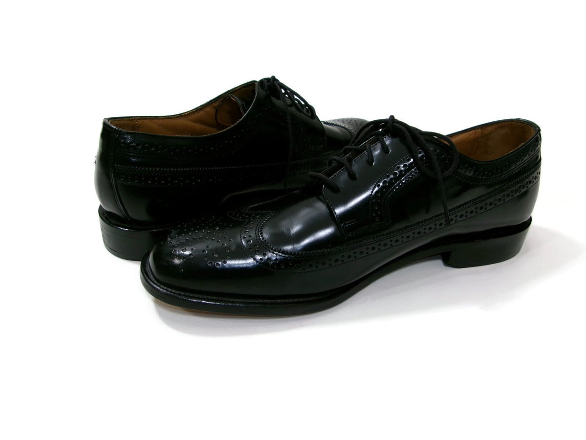 Bostonian Luxe Mens  Shoes Size 12 M Black Leather Oxfords Classic Wingtips