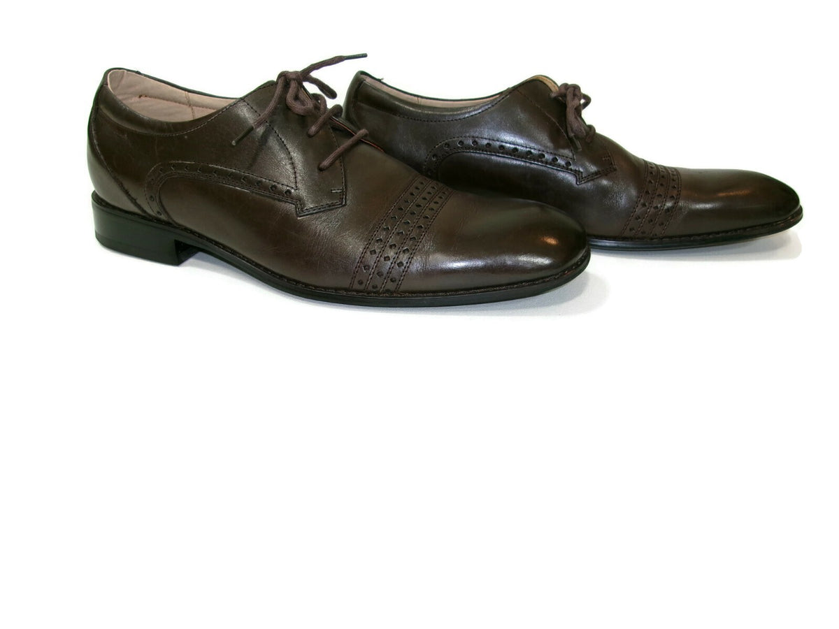 Mens STACY ADAMS Brown Leather  Lace Up Oxfords Dress Shoes Size 9 M