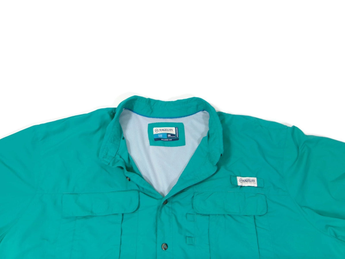 Magellan Outdoors Mens Fish Gear Olive Green Shirt  Relax Moisture Wick Size 3XL