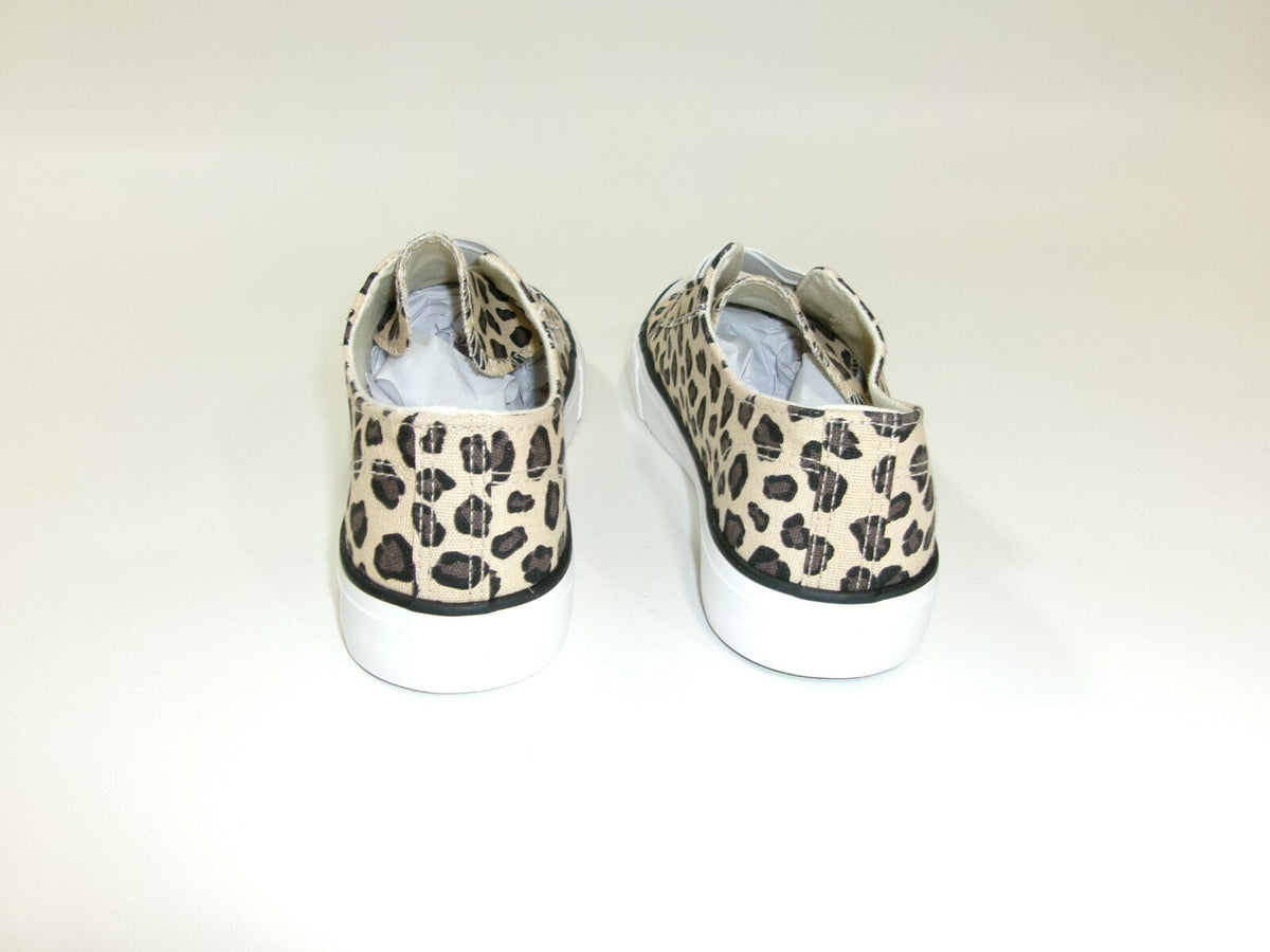 New Girls L & D MEMORY Foam Cheetah Leopard Print  CANVAS SLIP ON Shoes Size 3 M