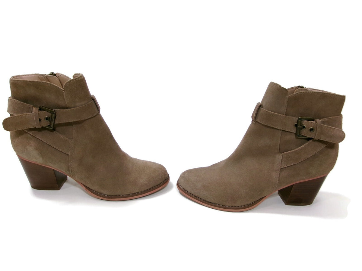 Sole/Society Womens Suede Boots Booties Shoes Size 7.5 Short Neutral Khaki Beige