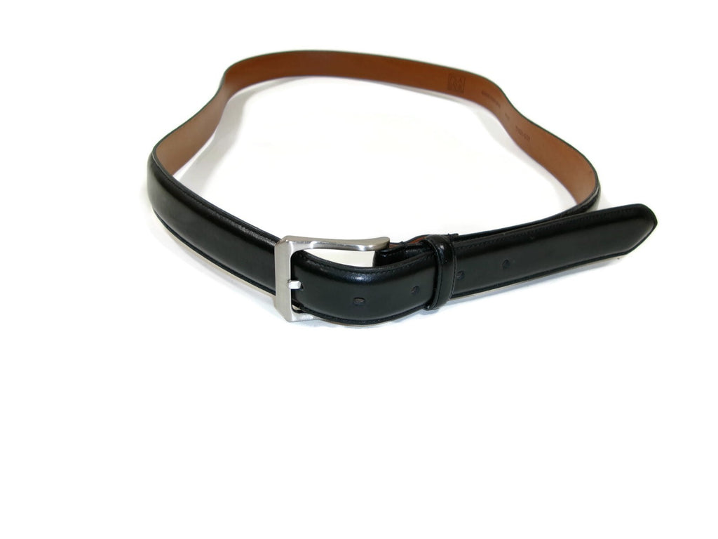 Jos. A. Bank Mens Black Genuine Italian  Leather Belt Silver Buckle Size 48