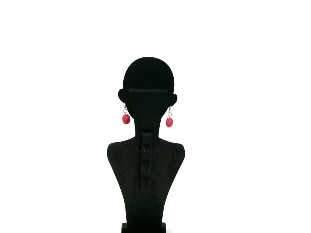 Womens Ear Candy Statement Short Drop Earrings Pretty Coral  Acrylic Stone
