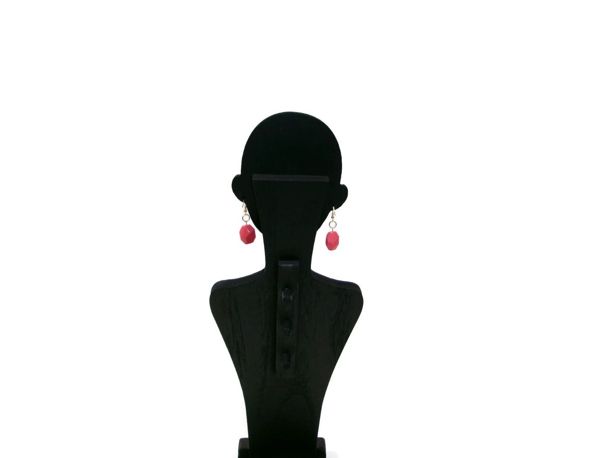 Womens Ear Candy Statement Short Drop Earrings Pretty Coral  Acrylic Stone